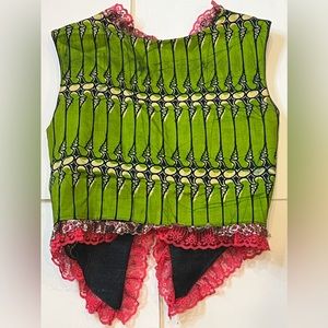 Custom Vest with denim back.  Corset type closure